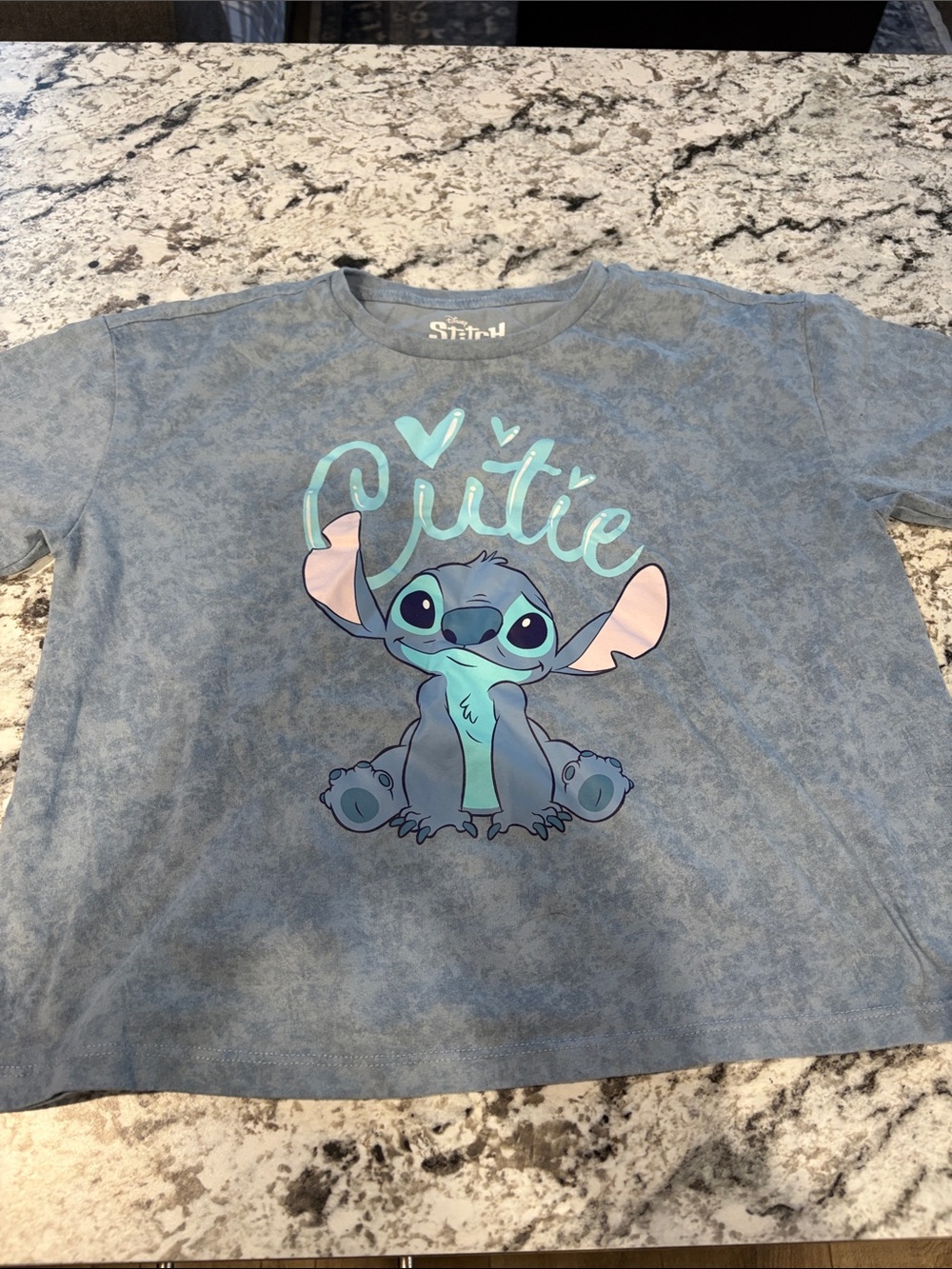 Disney Blue Graphic 'Cutie' Stitch Short Sleeve Tee